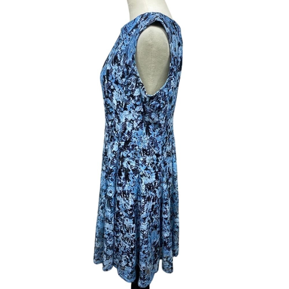 Roz & Ali Sleeveless Fit & Flare Vibrant Blue Knee Length Cocktail Dress Size 12 - Picture 4 of 8